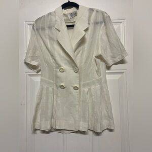 Elegant White Short Sleeve top blazer